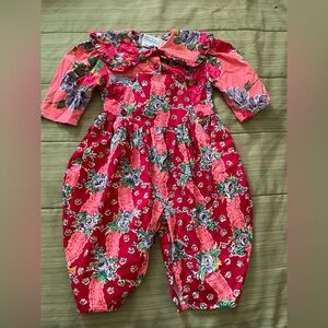 Mouse feathers Neiman Marcus Red Floral Girls Romper Size 18M